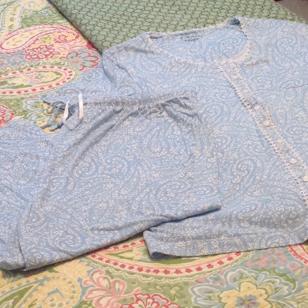 Ladies Blue Capri PJ'S Large